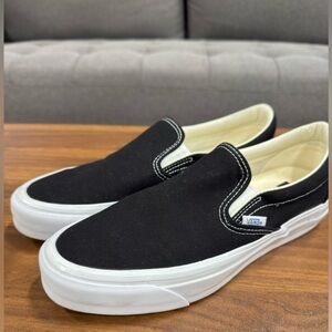 Vans Black and White Canvas Premium classic slip-ons